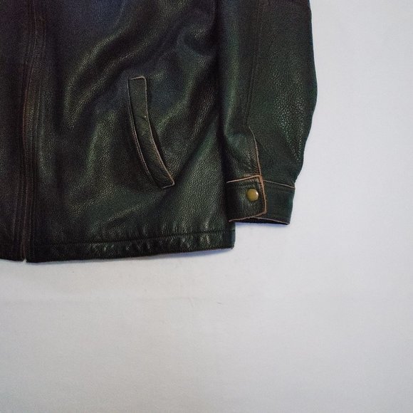 Sonoma Men’s Brown Heavy Leather Jacket Size XL Zip Front Collared Lined - Picture 8 of 13